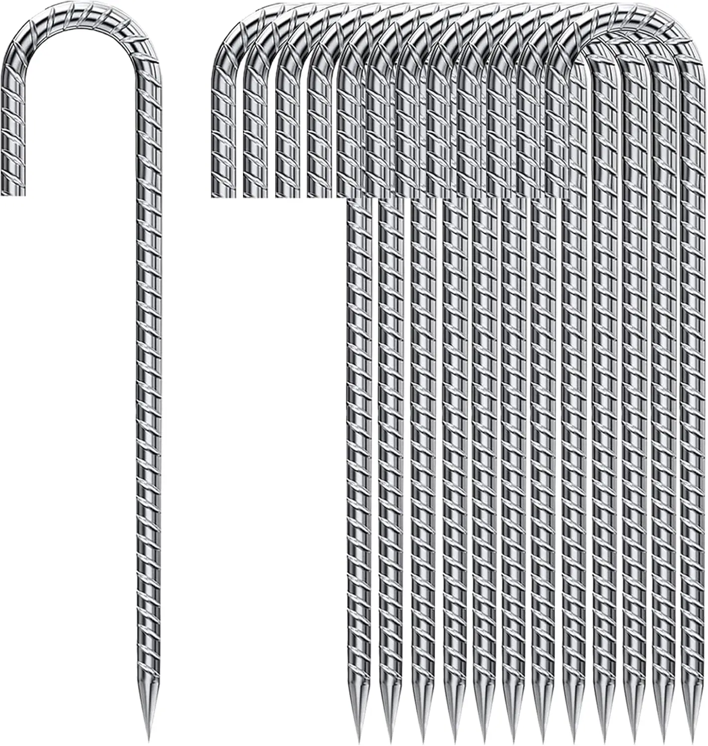 Rebar Stakes 12 Inch, Heavy Duty Galvanized J Shaped 50 Pack for Landscape Fabric Weed Barrier, Dog Fence, Inflatable Camping
Rebar Stakes 12 Inch, Heavy Duty Galvanized J Shaped 50 Pack for Landscape Fabric Weed Barrier, Dog Fence, Inflatable Camping