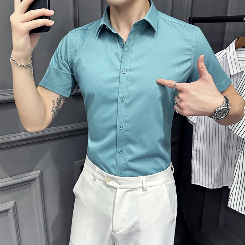 Men's clothing Solid business shirt 2023High quality Summer casual dress shirt/Korean slim-fit social office short-sleeved shirt
Men's clothing Solid business shirt 2023High quality Summer casual dress shirt/Korean slim-fit social office short-sleeved shirt