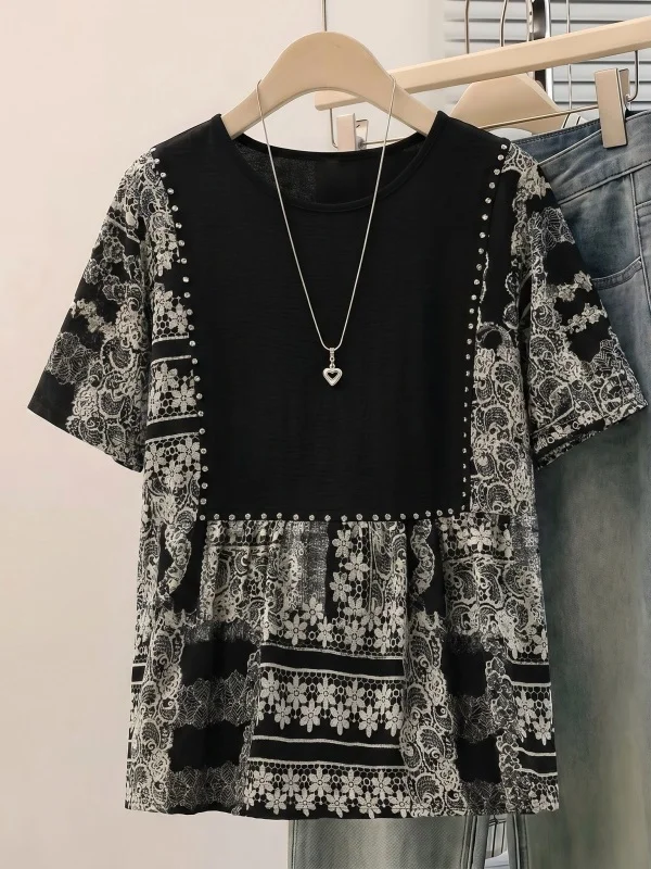 New Chinese Style Women's Short Sleeve Shirt Cover Belly Fashionable Top Shoulder Width Regular Loose Fit Commute Style
New Chinese Style Women's Short Sleeve Shirt Cover Belly Fashionable Top Shoulder Width Regular Loose Fit Commute Style