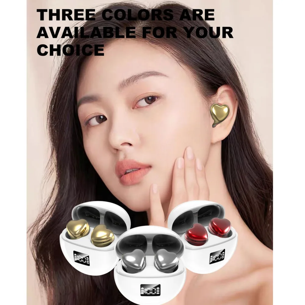 Heart-shaped Cute Wireless Earphones Music Sports Earbuds Noise Reduction Battery Power Digital Display Earpods For Girls Gift
Heart-shaped Cute Wireless Earphones Music Sports Earbuds Noise Reduction Battery Power Digital Display Earpods For Girls Gift