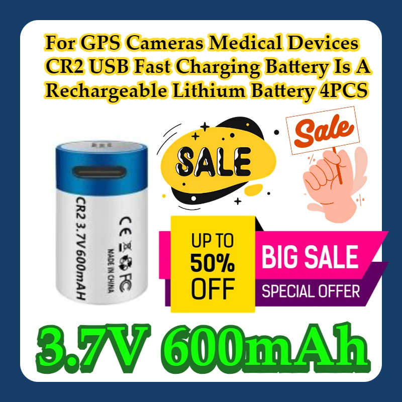 For GPS Cameras Medical Devices CR2 3.7V 600mAh USB Fast Charging Battery Is A Rechargeable Lithium Battery 4PCS
For GPS Cameras Medical Devices CR2 3.7V 600mAh USB Fast Charging Battery Is A Rechargeable Lithium Battery 4PCS