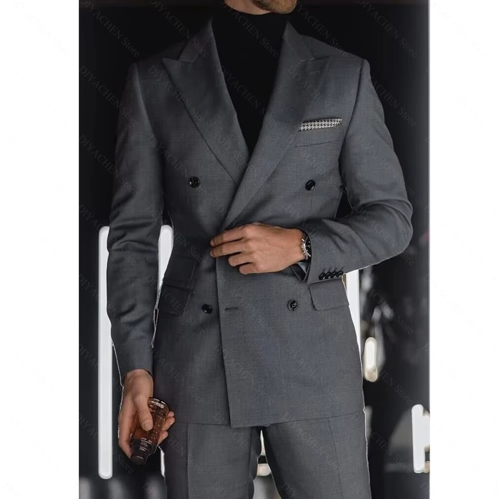 Elegant Gray Men Suits 2 Piece Fashion Peak Lapel Wedding Party Tuxedo Formal Business Casual Daily Male Suit (Jacket+Pants)
Elegant Gray Men Suits 2 Piece Fashion Peak Lapel Wedding Party Tuxedo Formal Business Casual Daily Male Suit (Jacket+Pants)