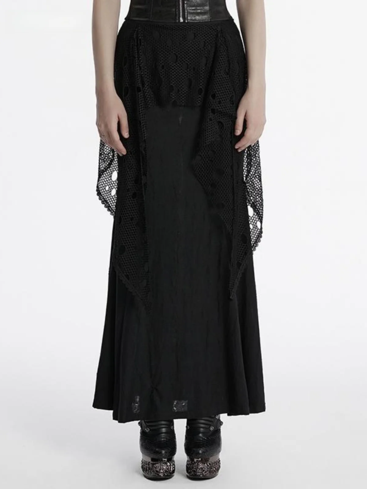 Punk Rave High Waist Fish Tail Skirt Half Body Mesh Splicing Women's Wrap around Long Skirt Fashionable Vintage Style
Punk Rave High Waist Fish Tail Skirt Half Body Mesh Splicing Women's Wrap around Long Skirt Fashionable Vintage Style