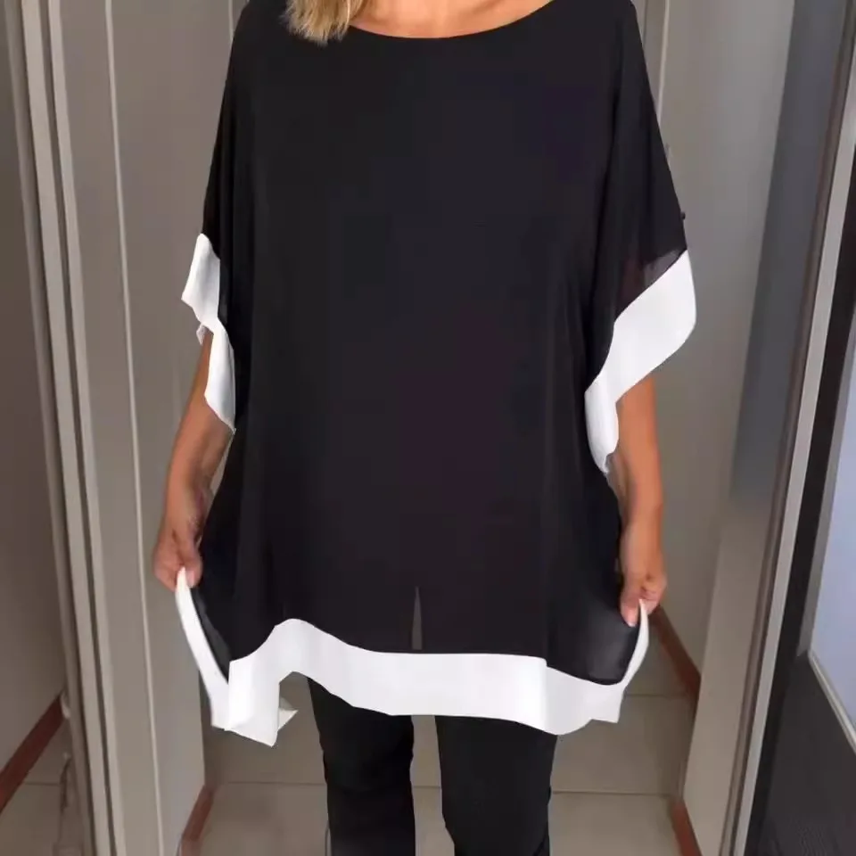 New 2023 Female T-shirt O Neck Contrast Color Short Sleeve T Shirt Loose Autumn Tee Tops for Women Shirts Patchwork
New 2023 Female T-shirt O Neck Contrast Color Short Sleeve T Shirt Loose Autumn Tee Tops for Women Shirts Patchwork