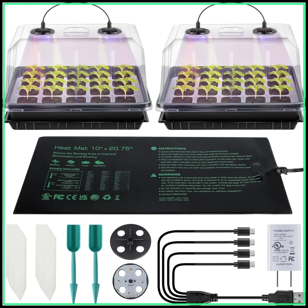 40 Cell Seed Starter Tray with Grow Lights and Heat Mat, Humidity Dome, Indoor Plant Germination Kit for Faster Germination
40 Cell Seed Starter Tray with Grow Lights and Heat Mat, Humidity Dome, Indoor Plant Germination Kit for Faster Germination