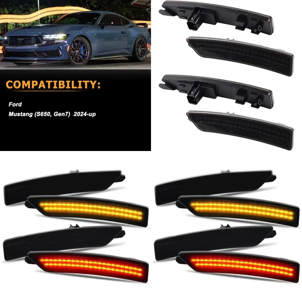 White Smoke Lens LED Side Marker Lights for 2024-2025 Ford Mustang S650 Gen7 with Red & Yellow Parking Lamps
White Smoke Lens LED Side Marker Lights for 2024-2025 Ford Mustang S650 Gen7 with Red & Yellow Parking Lamps