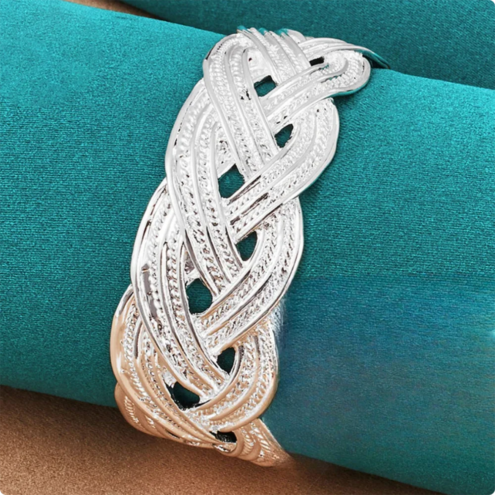 Luxury 925 Sterling Silver Simple Braided Knotted Open Bangle, Fashionable Women's Gift, Wedding Jewelry Accessories
Luxury 925 Sterling Silver Simple Braided Knotted Open Bangle, Fashionable Women's Gift, Wedding Jewelry Accessories