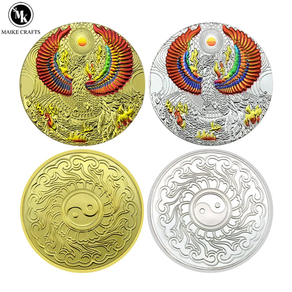 Bath Fire Phoenix Commemorative Coin Plated with Gold and Silver Metal Tai Chi Coin Handicraft Collection Gift
Bath Fire Phoenix Commemorative Coin Plated with Gold and Silver Metal Tai Chi Coin Handicraft Collection Gift
