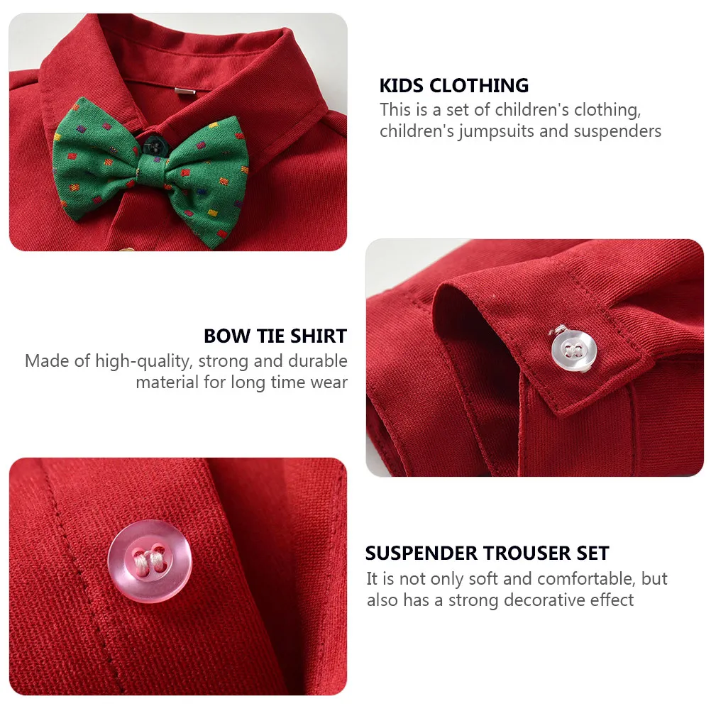 1Set Kids Bow Tie Shirt Suspender Pants Set Long Sleeve Christmas Festival Outfit Children Formal Dress Clothes
1Set Kids Bow Tie Shirt Suspender Pants Set Long Sleeve Christmas Festival Outfit Children Formal Dress Clothes