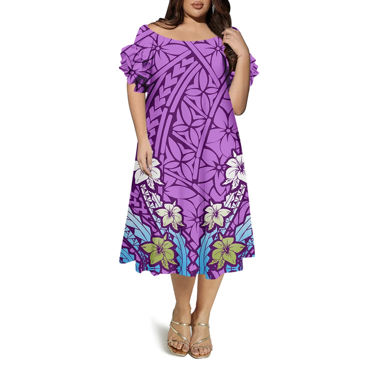 Полинезийское женское платье в повседневном и элегантном стиле с круглым вырезом и рукавами-бабочками и свободным дизайном
Полинезийское женское платье в повседневном и элегантном стиле с круглым вырезом и рукавами-бабочками и свободным дизайном