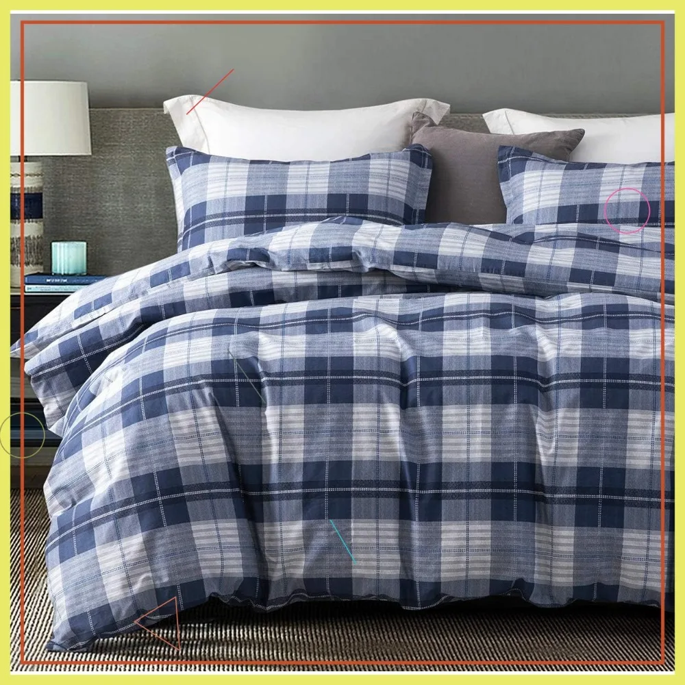 Twin Size Navy Blue & Grey Buffalo Plaid Comforter Set, 600 Thread Count Cotton Down Alternative Bedding
Twin Size Navy Blue & Grey Buffalo Plaid Comforter Set, 600 Thread Count Cotton Down Alternative Bedding
