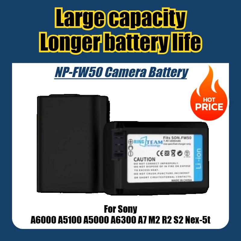 7.4V 1600mAh NP-FW50 Camera Battery,for Sony A6000 A5100 A5000 A6300 A7 M2 R2 S2 Nex-5t
7.4V 1600mAh NP-FW50 Camera Battery,for Sony A6000 A5100 A5000 A6300 A7 M2 R2 S2 Nex-5t