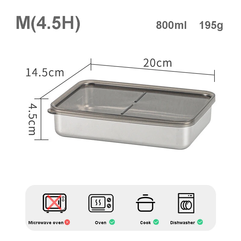1pc (Size M) 304 Stainless Steel Food Container Leak Proof Large Capacity Rectangular Metal Lunch Box Corrugated Bottom
1pc (Size M) 304 Stainless Steel Food Container Leak Proof Large Capacity Rectangular Metal Lunch Box Corrugated Bottom