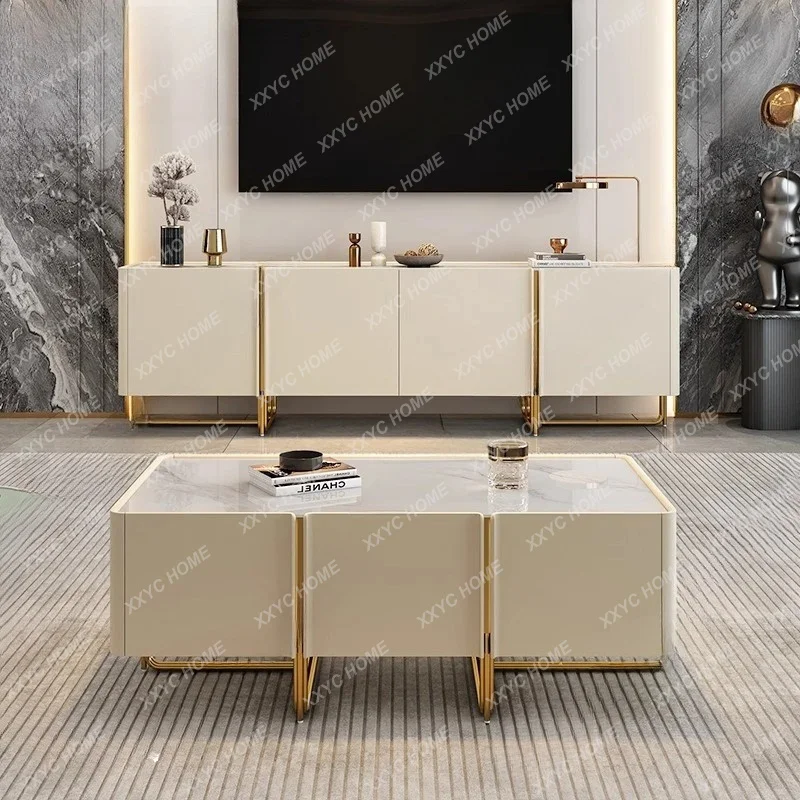 Modern simple TV cabinet coffee table combination light luxury villa living room floor cabinet FT
Modern simple TV cabinet coffee table combination light luxury villa living room floor cabinet FT