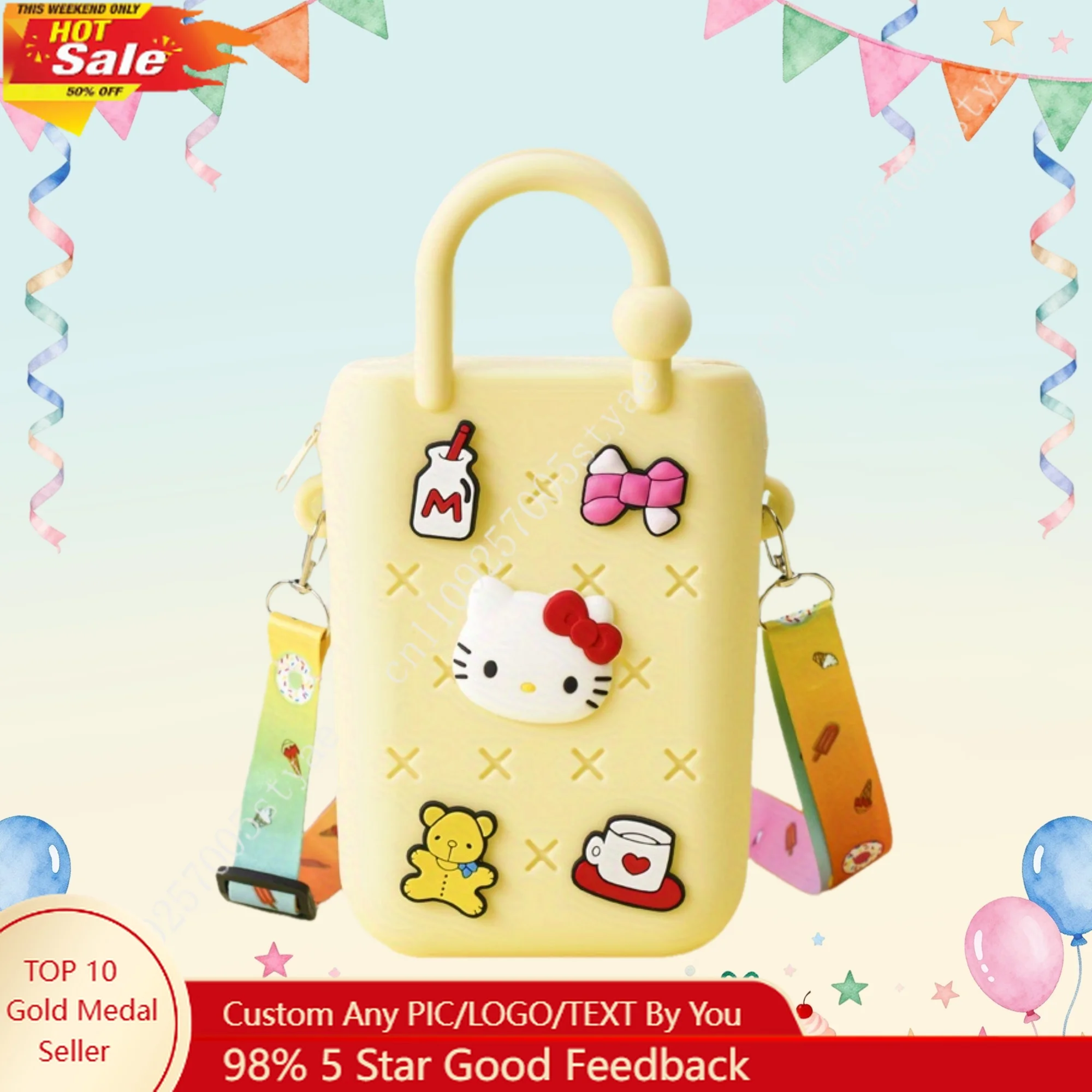 Sanrio Hello Kitty Kuromi Mini Zipper Beach Bag Stylish Handheld Beach Storage Bags Random Creative DIY Cartoon Hole Bag
Sanrio Hello Kitty Kuromi Mini Zipper Beach Bag Stylish Handheld Beach Storage Bags Random Creative DIY Cartoon Hole Bag