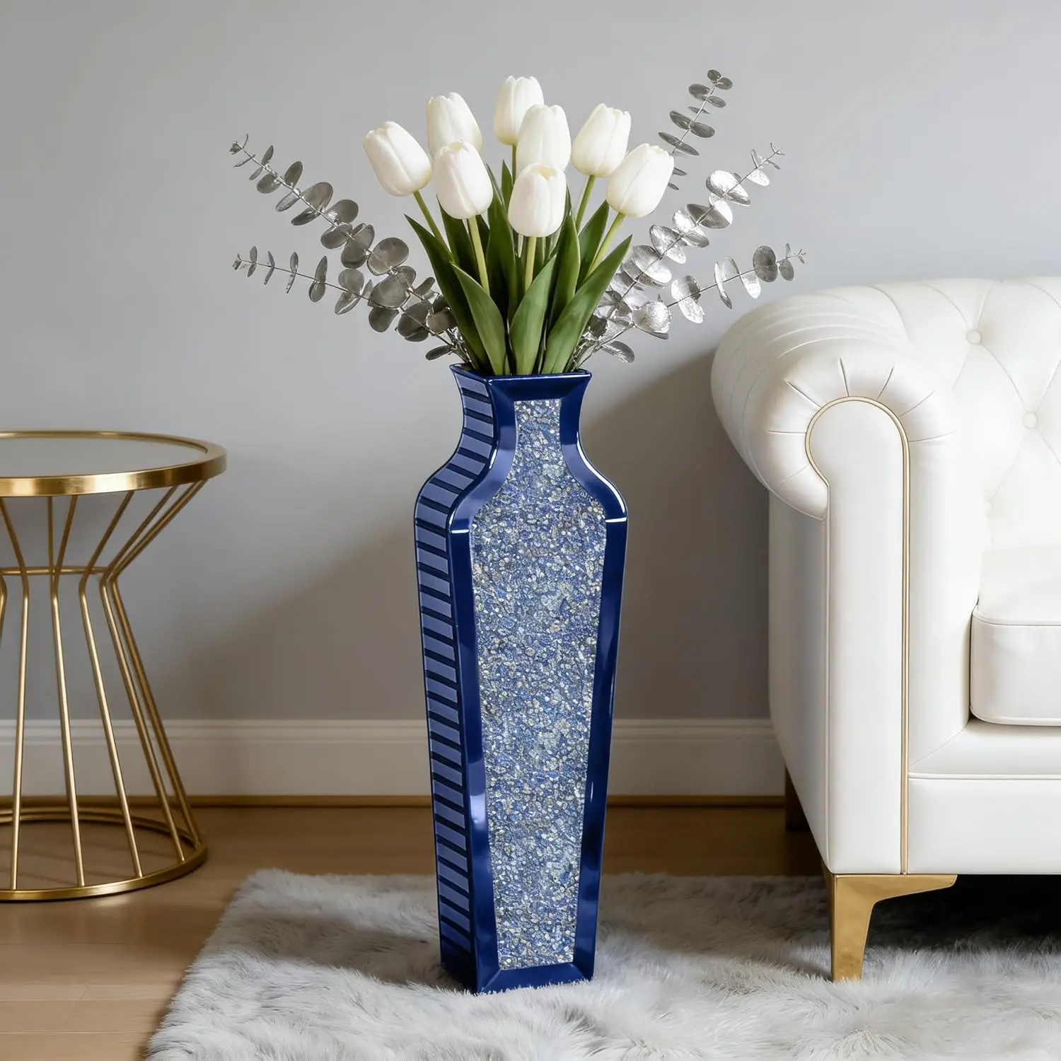Blue Crushed Diamond Floor Vase Large Mirrored Tall Vases for Floor Modern Glass Decorative Vases for Living Room Bedroom Home
Blue Crushed Diamond Floor Vase Large Mirrored Tall Vases for Floor Modern Glass Decorative Vases for Living Room Bedroom Home
