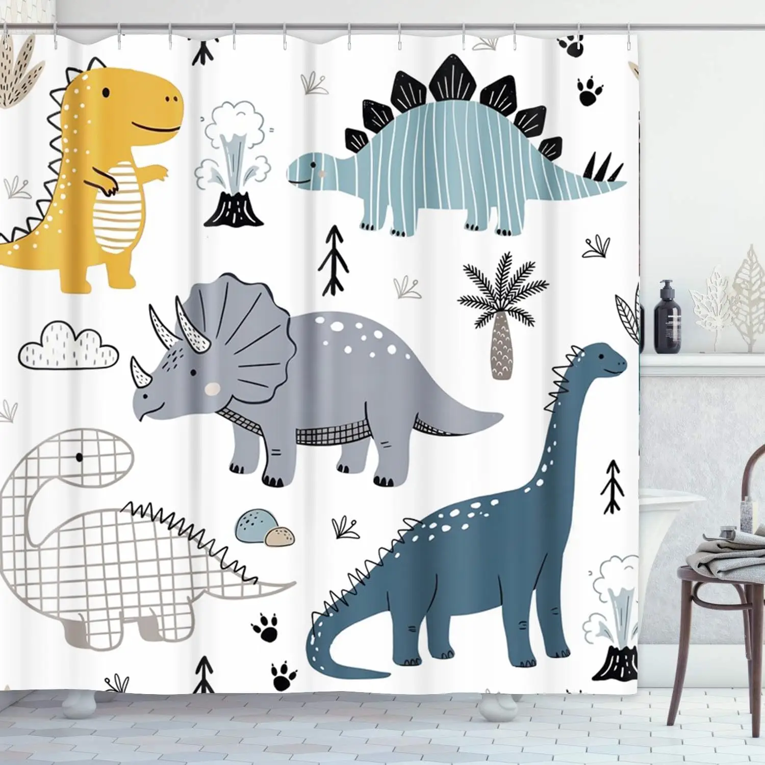Cute Dinosaur Shower Curtain Waterproof Bathroom Decor Kids Nursery Liner Pop Up Shower Curtain Jurassic Dino Print for Kids
Cute Dinosaur Shower Curtain Waterproof Bathroom Decor Kids Nursery Liner Pop Up Shower Curtain Jurassic Dino Print for Kids