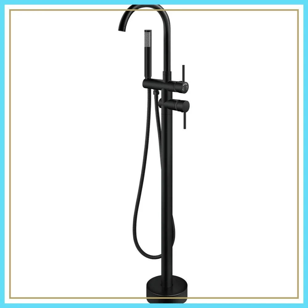 Freestanding Bathtub Faucet, High Flow Shower Mixer with Swivel Gooseneck Spout & Handheld, Matte Black
Freestanding Bathtub Faucet, High Flow Shower Mixer with Swivel Gooseneck Spout & Handheld, Matte Black
