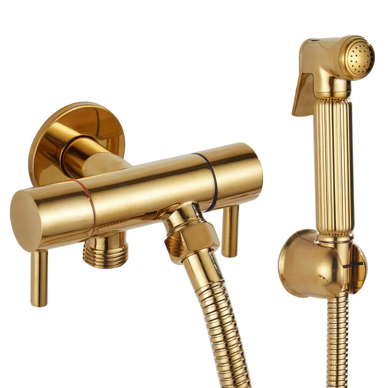 Toilet Bidet Set Gold Brass Sprayer Gun Dual Control Bathroom Handheld Toilet Jet Cleaner 2 Way Valve Water Spout Shattaf
Toilet Bidet Set Gold Brass Sprayer Gun Dual Control Bathroom Handheld Toilet Jet Cleaner 2 Way Valve Water Spout Shattaf