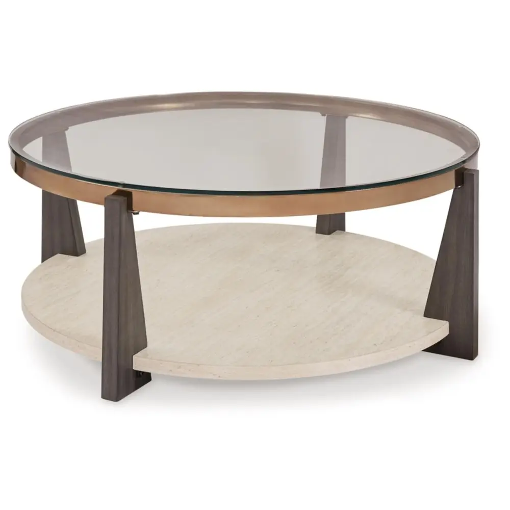 Frazwa Round Glasstop Coffee Table, Gray Brown Gold
Frazwa Round Glasstop Coffee Table, Gray Brown Gold