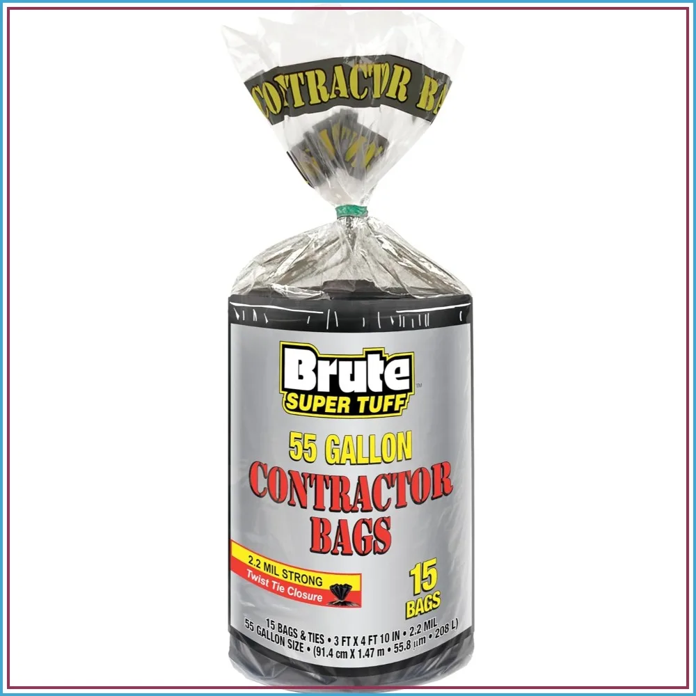 Heavy Duty 2.2 MIL Contractor Bags, 55 Gallon Extra Large Trash Bags, Twist Tie Closure, Black, 15 Count
Heavy Duty 2.2 MIL Contractor Bags, 55 Gallon Extra Large Trash Bags, Twist Tie Closure, Black, 15 Count
