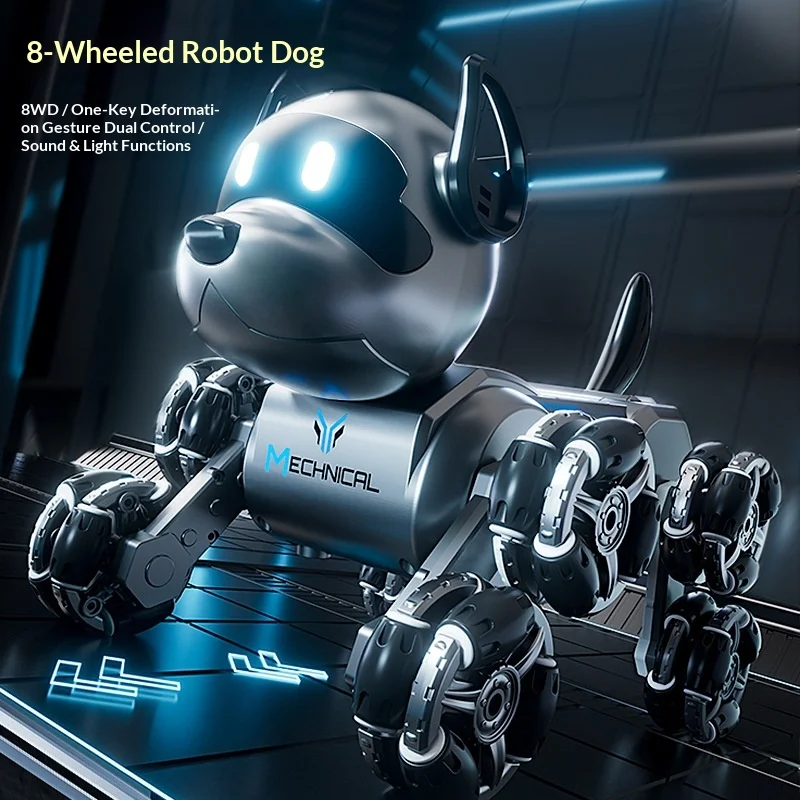 MECHANICALRemote Control Robot Dog 8-Wheel Gesture Control Deformable Mecanum Wheel Sound Light Stunt Toy For Kids
MECHANICALRemote Control Robot Dog 8-Wheel Gesture Control Deformable Mecanum Wheel Sound Light Stunt Toy For Kids