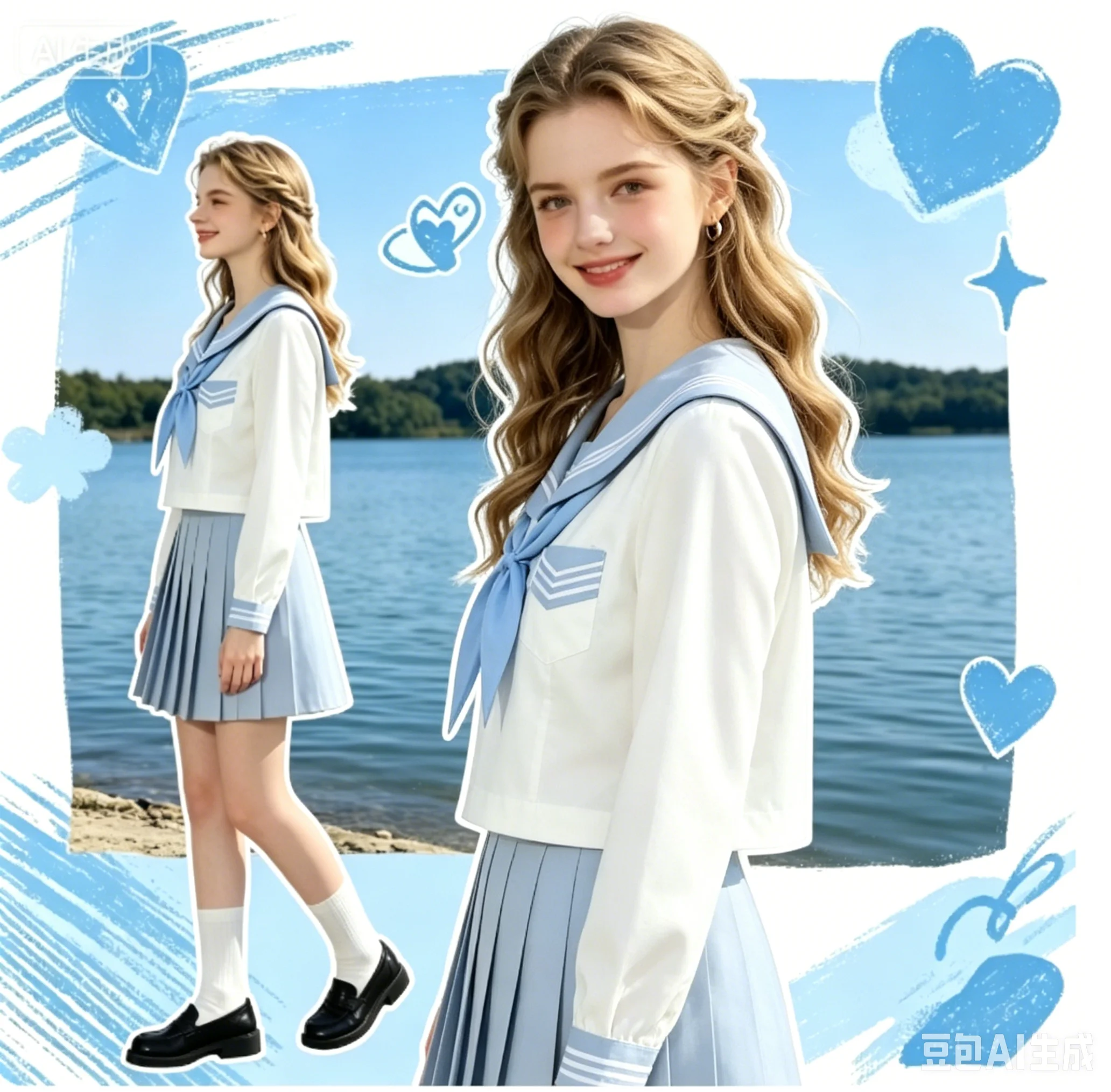Fresh Japanese Style Water Blue White Three Sailor Suit, Navy Collar JK School Uniform women Outfit for Campus Daily Casual Wear
Fresh Japanese Style Water Blue White Three Sailor Suit, Navy Collar JK School Uniform women Outfit for Campus Daily Casual Wear