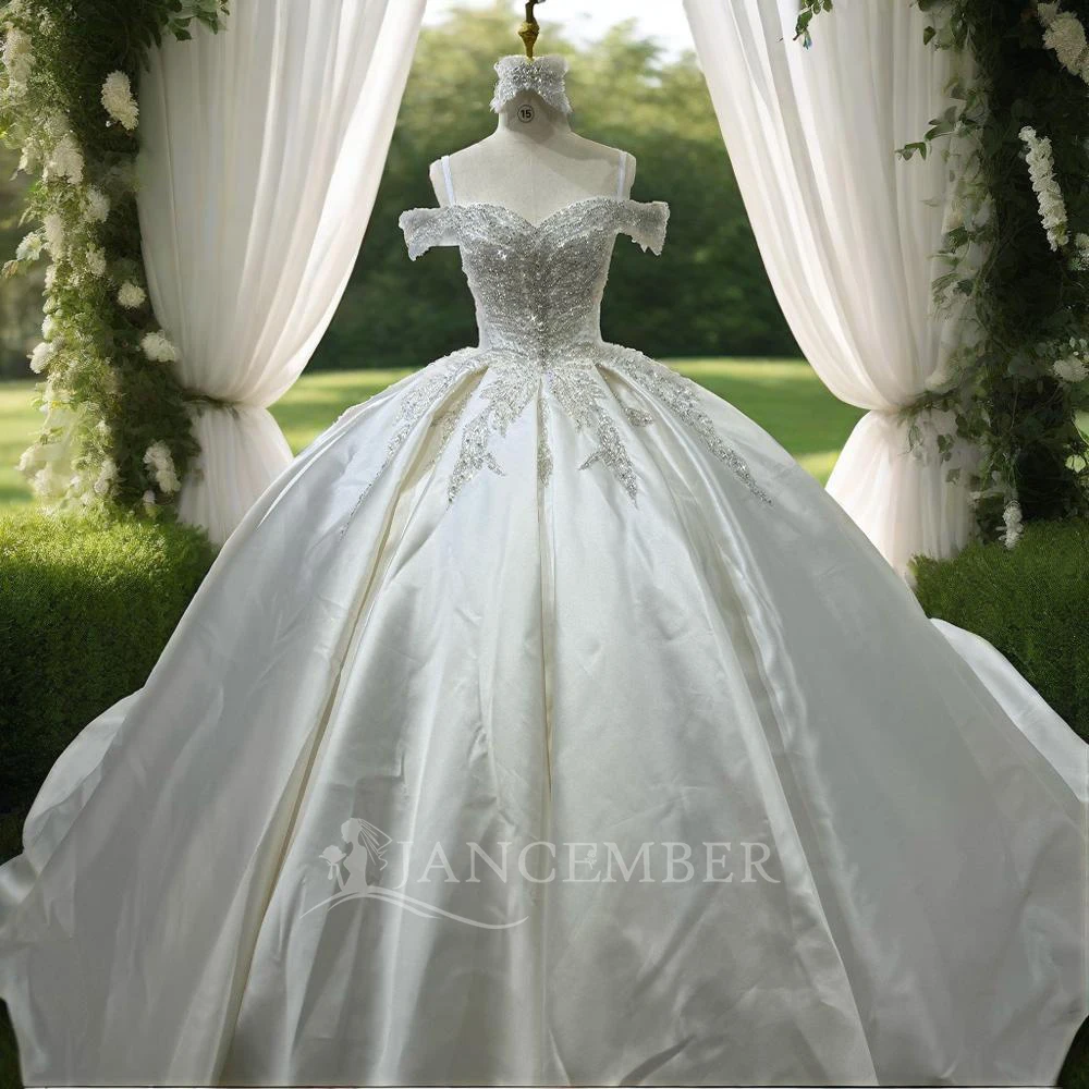 Jancember Ivory Sweetheart Ball Gown Sequin Lace Up Wedding Dress 2025 Short Sleeves Sweep Train Bridal Gown vestidos de novia
Jancember Ivory Sweetheart Ball Gown Sequin Lace Up Wedding Dress 2025 Short Sleeves Sweep Train Bridal Gown vestidos de novia