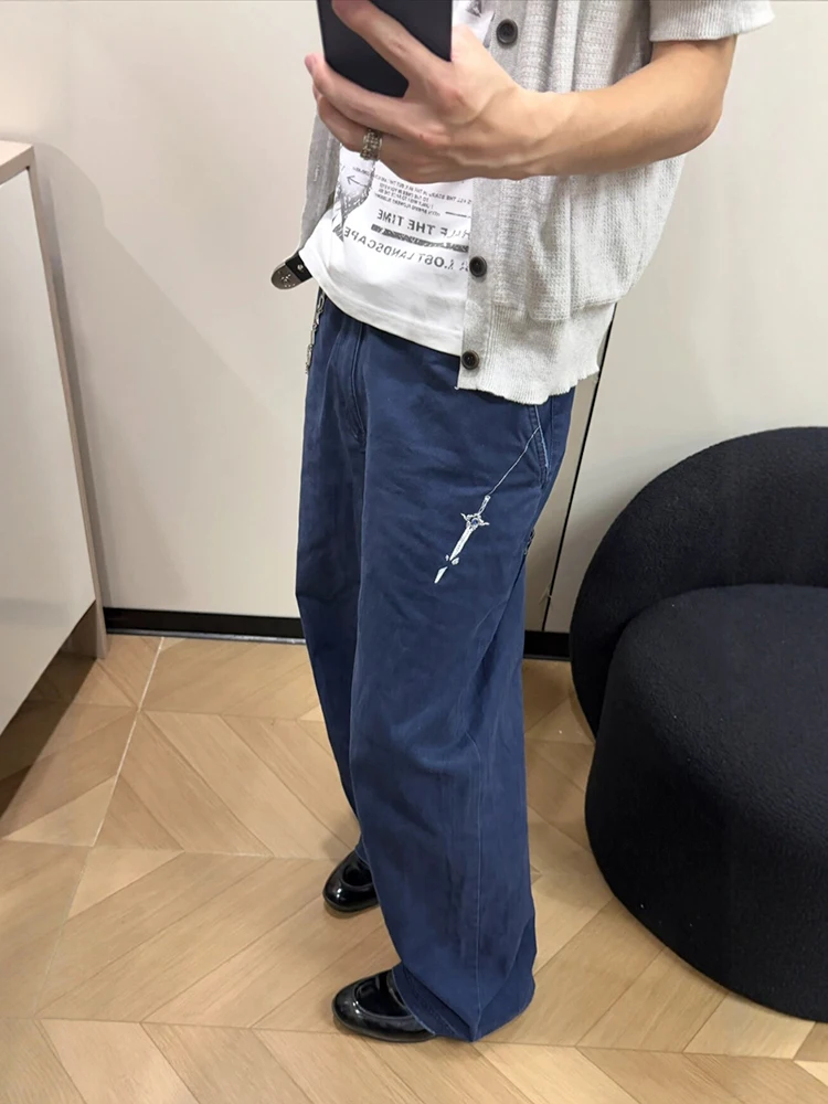 Losyself French Workwear Blue Men's Summer Thin Straight Leg Embroidered Casual Pants American High Street Style Vintage Wash
Losyself French Workwear Blue Men's Summer Thin Straight Leg Embroidered Casual Pants American High Street Style Vintage Wash