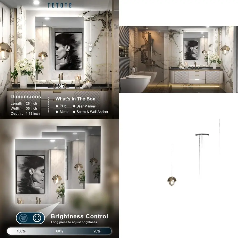 LED Backlit 28 x 36 Bathroom Mirror with Light, Anti-Fog, Dimmable, Horizontal/Vertical Wall Mount Vanity
LED Backlit 28 x 36 Bathroom Mirror with Light, Anti-Fog, Dimmable, Horizontal/Vertical Wall Mount Vanity