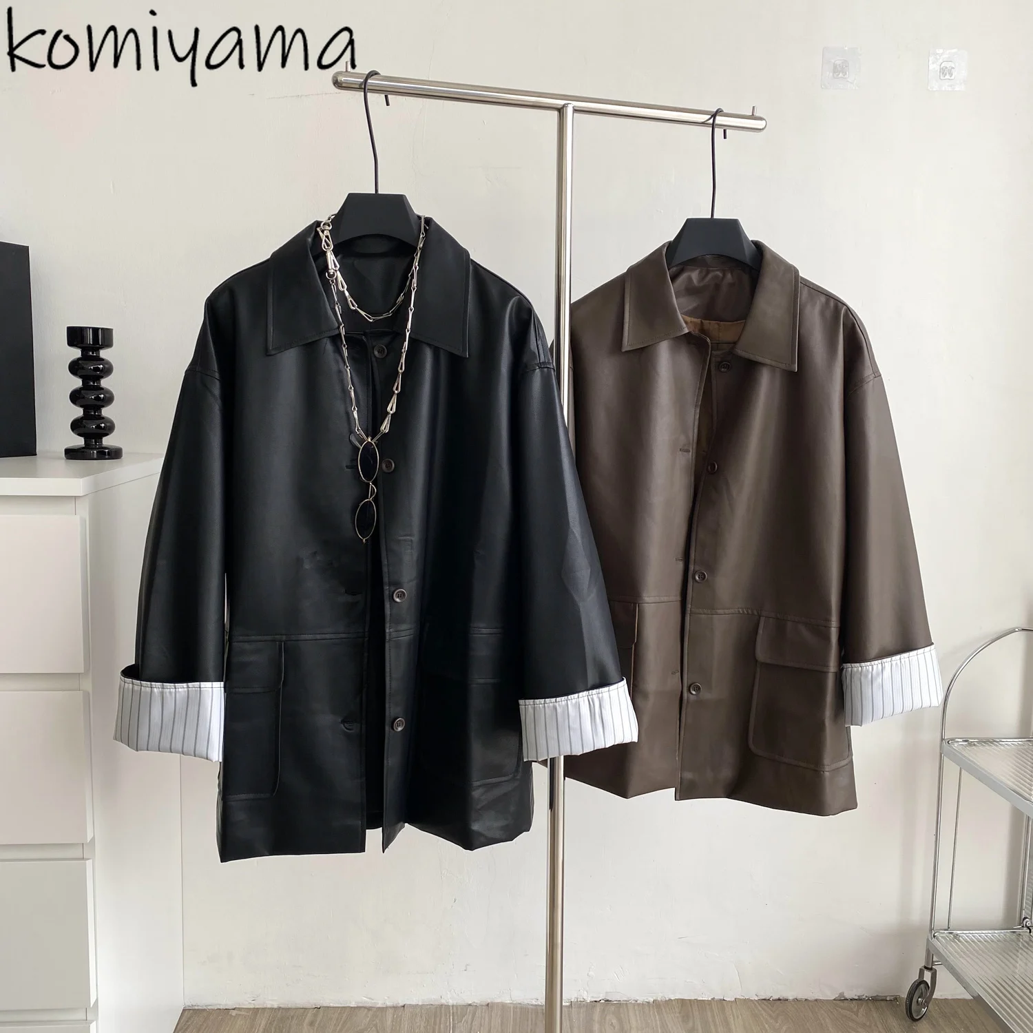 Turn Down Collar 2025 Casaco Pu Leather Chaquetas De Mujer Loose Spicy Girl Jacket Autumn Jaqueta Feminina Woman Jackets
Turn Down Collar 2025 Casaco Pu Leather Chaquetas De Mujer Loose Spicy Girl Jacket Autumn Jaqueta Feminina Woman Jackets