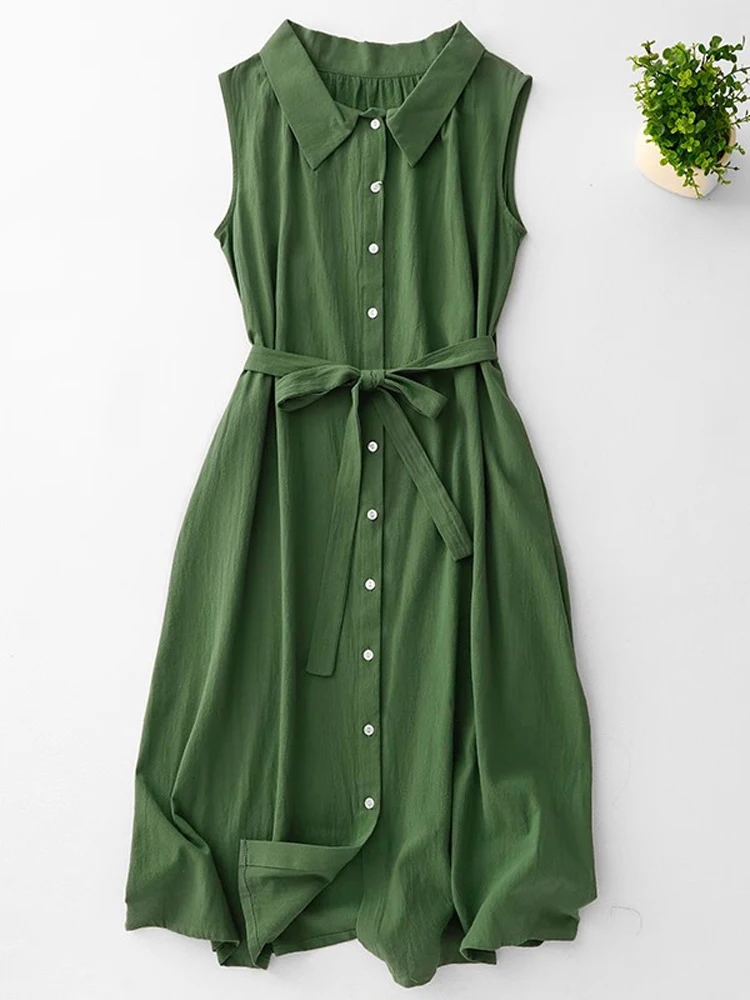 Retro Polo Collar Shirt Dress 2025 New Summer Elegant Female Belted Midi Dresses Sleeveless Vest Dress for Women Ropa De Mujer
Retro Polo Collar Shirt Dress 2025 New Summer Elegant Female Belted Midi Dresses Sleeveless Vest Dress for Women Ropa De Mujer