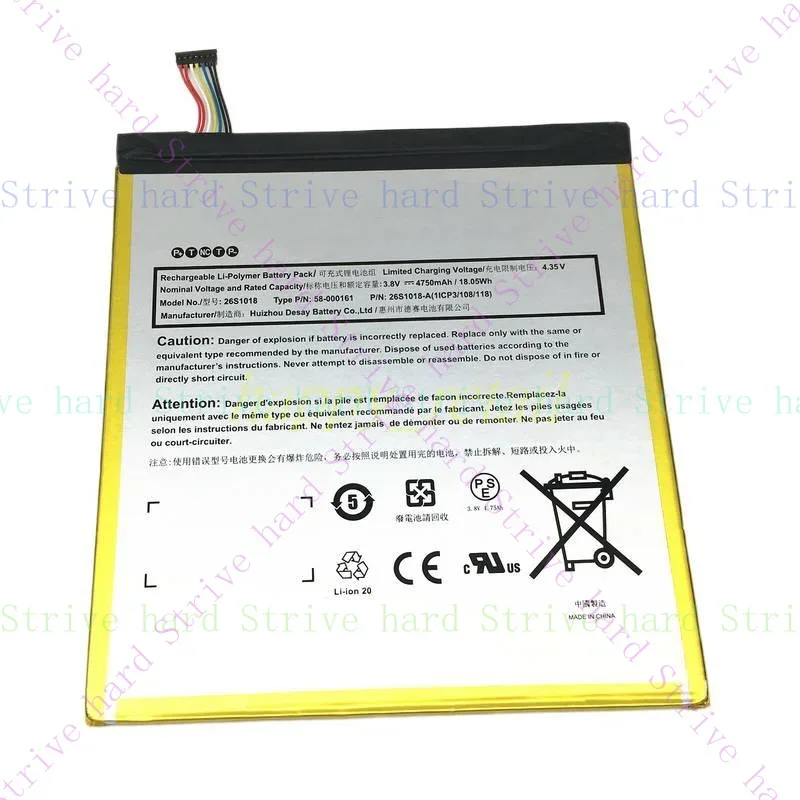 Новый аккумулятор 58-000161 для Amazon Fire HD 8 6-го поколения PR53DC - выпуск 2016 г.
Новый аккумулятор 58-000161 для Amazon Fire HD 8 6-го поколения PR53DC - выпуск 2016 г.