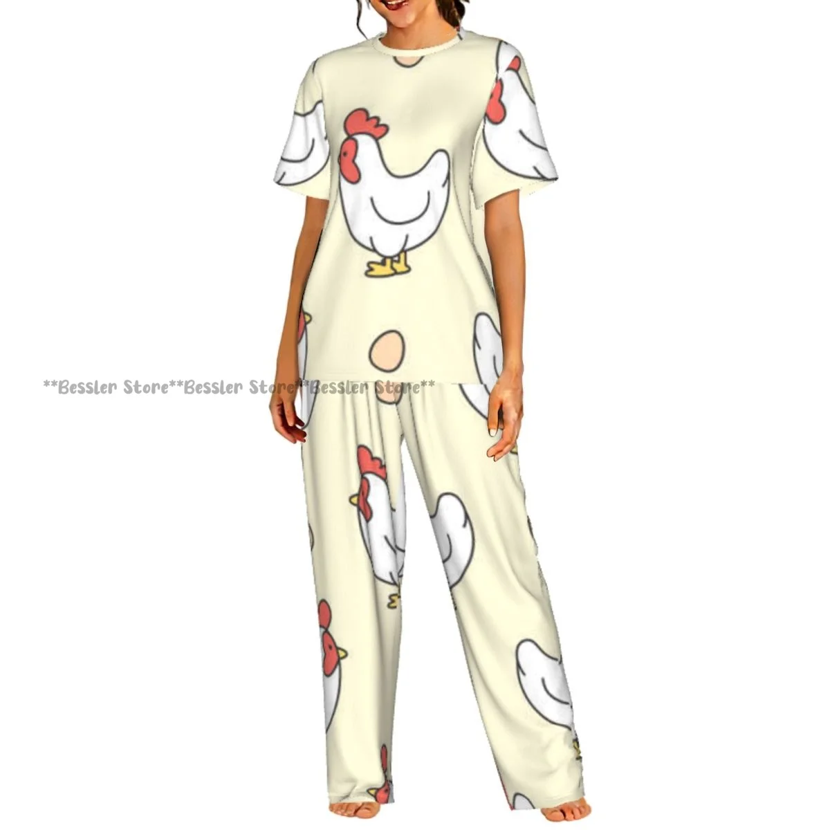 Женские пижамные комплекты, одежда для отдыха и сна, ночная одежда с короткими рукавами и принтом курицы и яйца
Женские пижамные комплекты, одежда для отдыха и сна, ночная одежда с короткими рукавами и принтом курицы и яйца