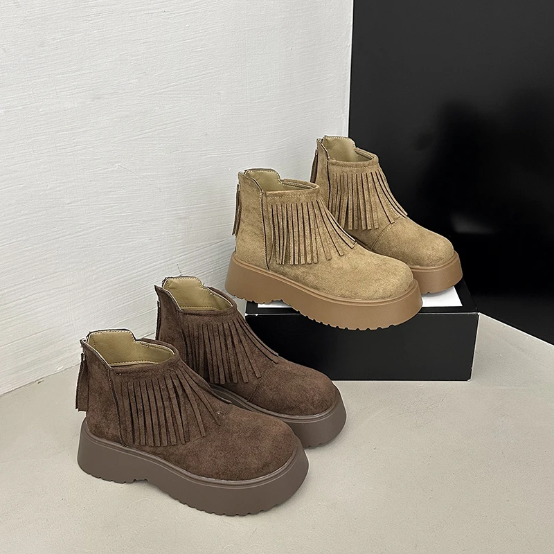 Tassel short boots for women, autumn and winter new western denim style Chelsea short boots, round toe zippered women's boots
Tassel short boots for women, autumn and winter new western denim style Chelsea short boots, round toe zippered women's boots