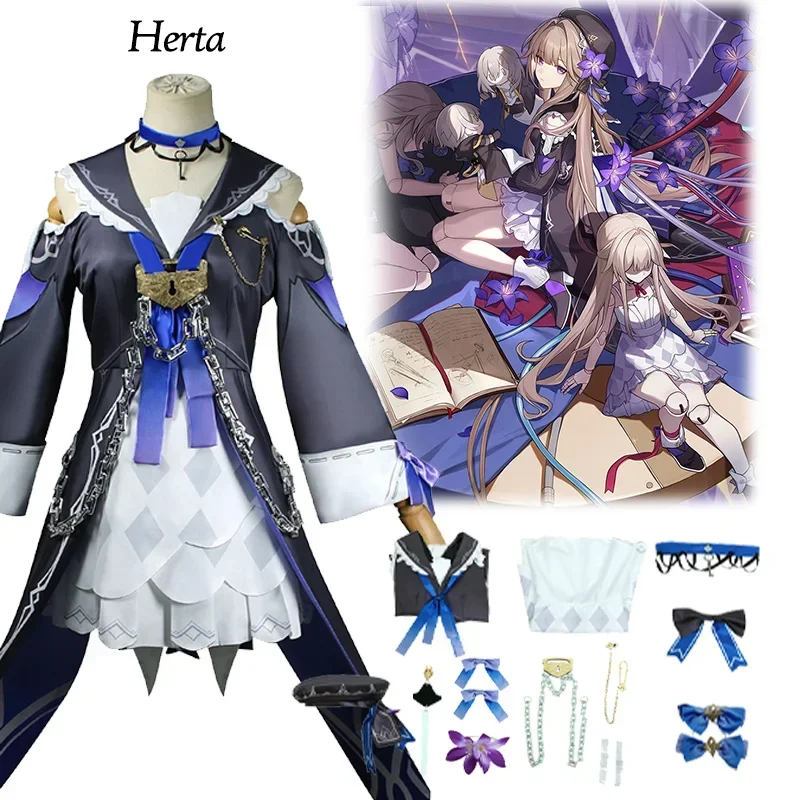 Anime Game Honkai Star Rail Herta Cosplay Wig set Costume Genius Society Women Dress Lolita Halloween Uniform Carnival
Anime Game Honkai Star Rail Herta Cosplay Wig set Costume Genius Society Women Dress Lolita Halloween Uniform Carnival