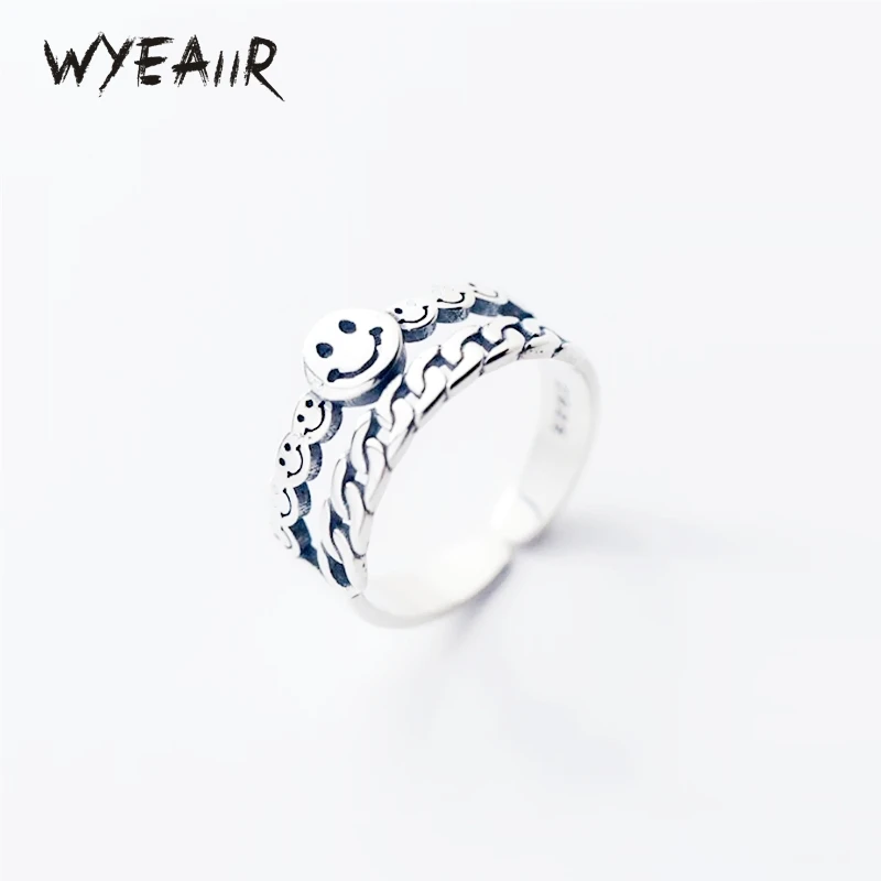 WYEAIIR 925 Sterling Silver Double-layer Retro Chain Cute Happy Resizable Opening Ring For Women Fine Jewelry
WYEAIIR 925 Sterling Silver Double-layer Retro Chain Cute Happy Resizable Opening Ring For Women Fine Jewelry