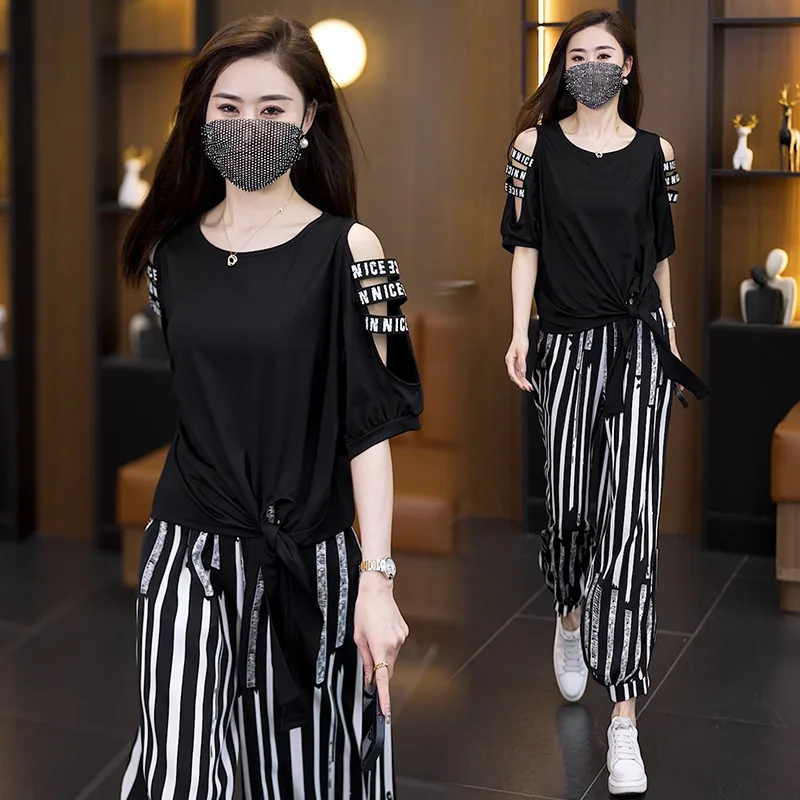 2024 Summer New Women's Set Classic Black and White Stripe T-shirt Wide Leg Pants Two Piece Set for Casual Women
2024 Summer New Women's Set Classic Black and White Stripe T-shirt Wide Leg Pants Two Piece Set for Casual Women