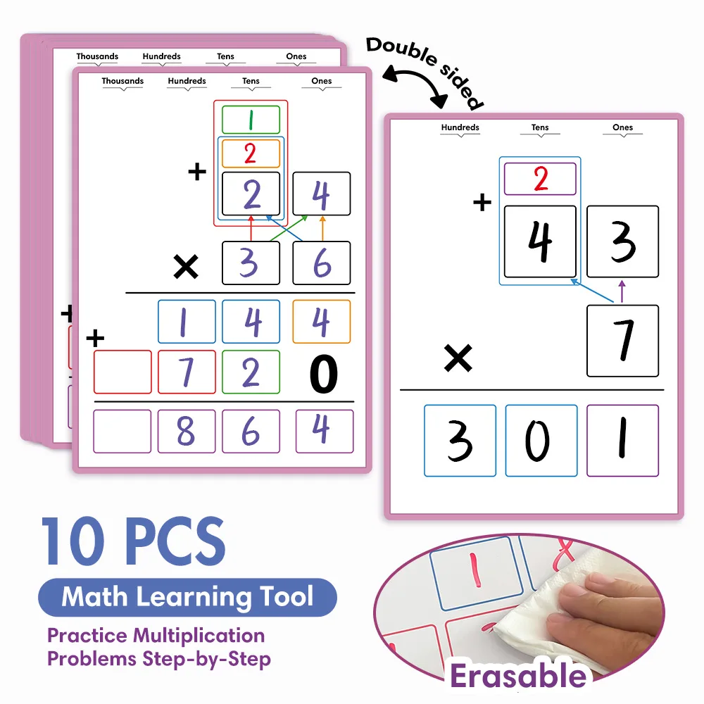 10 Multiplication Steps Decomposition Flashcards, Multiplication Process Demonstration Table Vertical Calculation Learning Tool
10 Multiplication Steps Decomposition Flashcards, Multiplication Process Demonstration Table Vertical Calculation Learning Tool