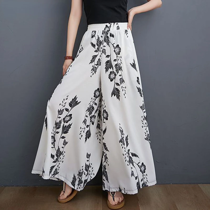 2023 New Summer Women Print Floral Wide Leg Pants Elastic High Waist Straight Trousers Casual Loose Female Big Swing Pants
2023 New Summer Women Print Floral Wide Leg Pants Elastic High Waist Straight Trousers Casual Loose Female Big Swing Pants