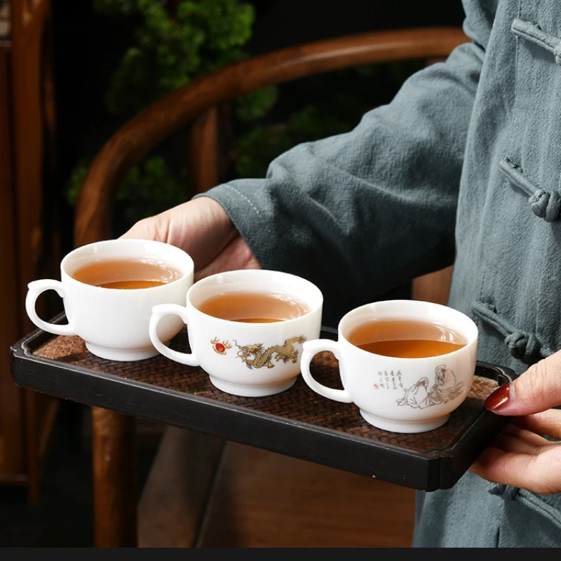 Chinese Kungfu Teacup with Heat Resistant Handle Porcelain White Jade Tea Cup for Oolong Pu erh Tea Ceremony Personal Use
Chinese Kungfu Teacup with Heat Resistant Handle Porcelain White Jade Tea Cup for Oolong Pu erh Tea Ceremony Personal Use