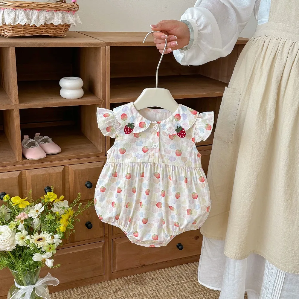 Sweet Baby Girl Romper 0-2Years Newborn Infant Ruffles Sleeve Peter Pan Collar Strawberry Print Cotton Bodysuit Summer Clothes
Sweet Baby Girl Romper 0-2Years Newborn Infant Ruffles Sleeve Peter Pan Collar Strawberry Print Cotton Bodysuit Summer Clothes