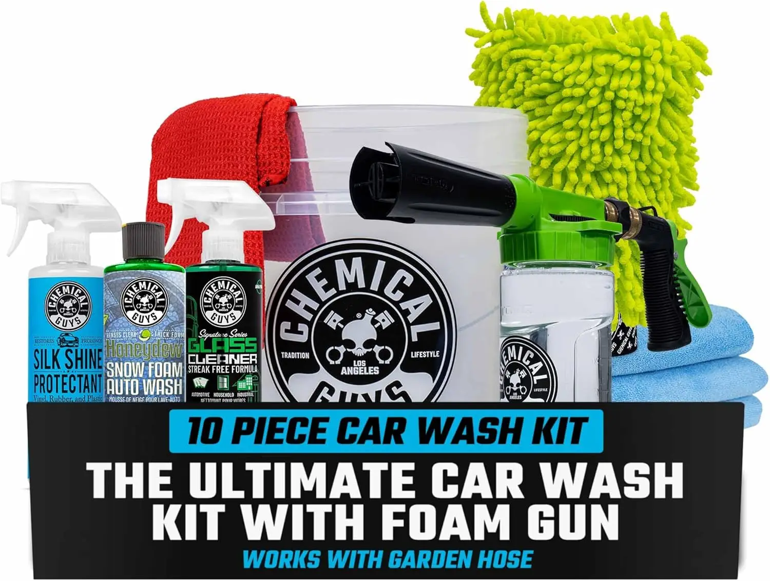 Complete Car Wash Kit with Foam Gun, Bucket & 3 Cleaners - For Trucks, SUVs, Motorcycles
Complete Car Wash Kit with Foam Gun, Bucket & 3 Cleaners - For Trucks, SUVs, Motorcycles