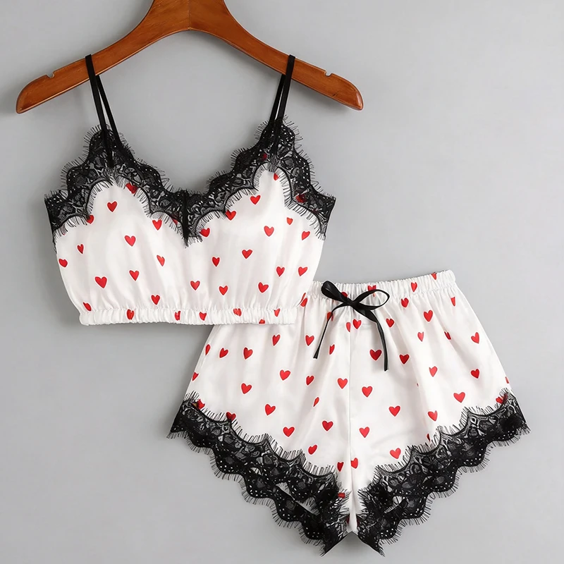 Sexy Nightwear Women's V-Neck Love Pattern Print Suspender Shorts Sleeveless Loungewear Ladies Pajamas Homewear Heart Print
Sexy Nightwear Women's V-Neck Love Pattern Print Suspender Shorts Sleeveless Loungewear Ladies Pajamas Homewear Heart Print