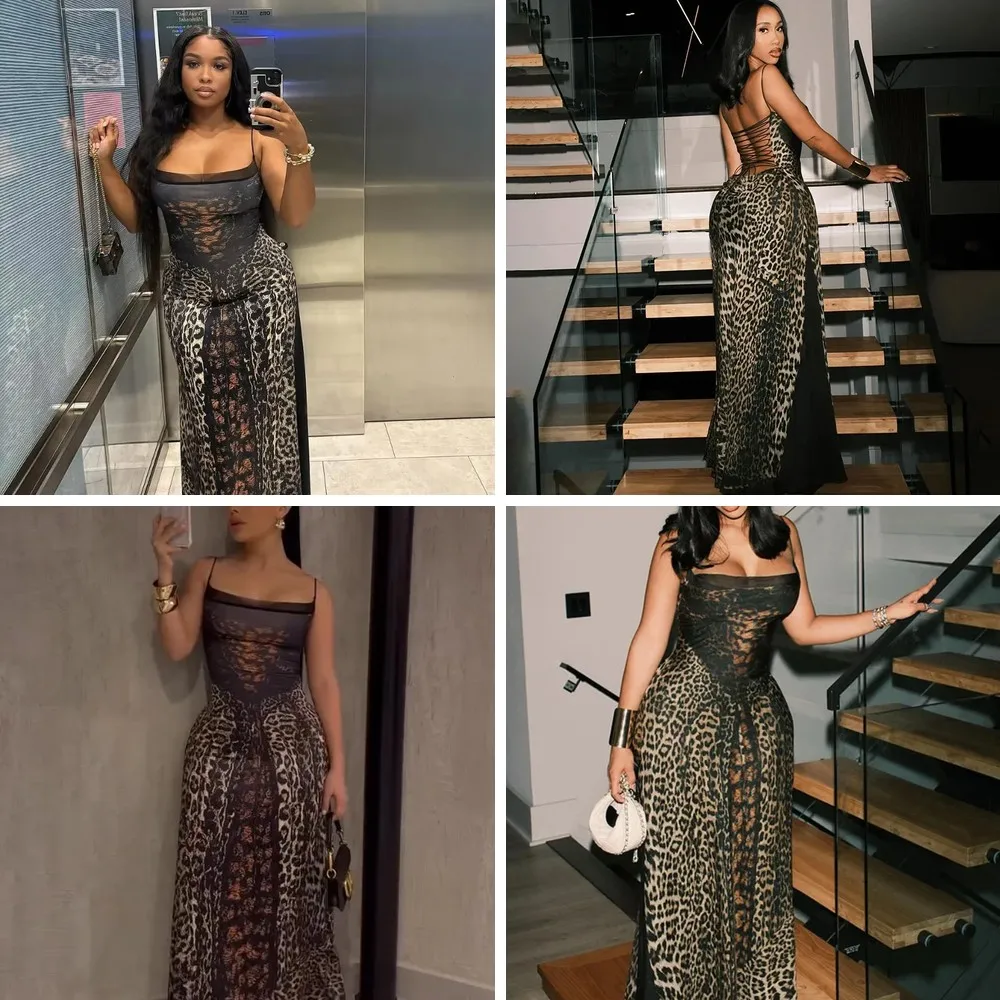 Chic Leopard Print Bodycon Dress for Women, Off-Shoulder Backless Party Gown High Waisted Slim
Chic Leopard Print Bodycon Dress for Women, Off-Shoulder Backless Party Gown High Waisted Slim