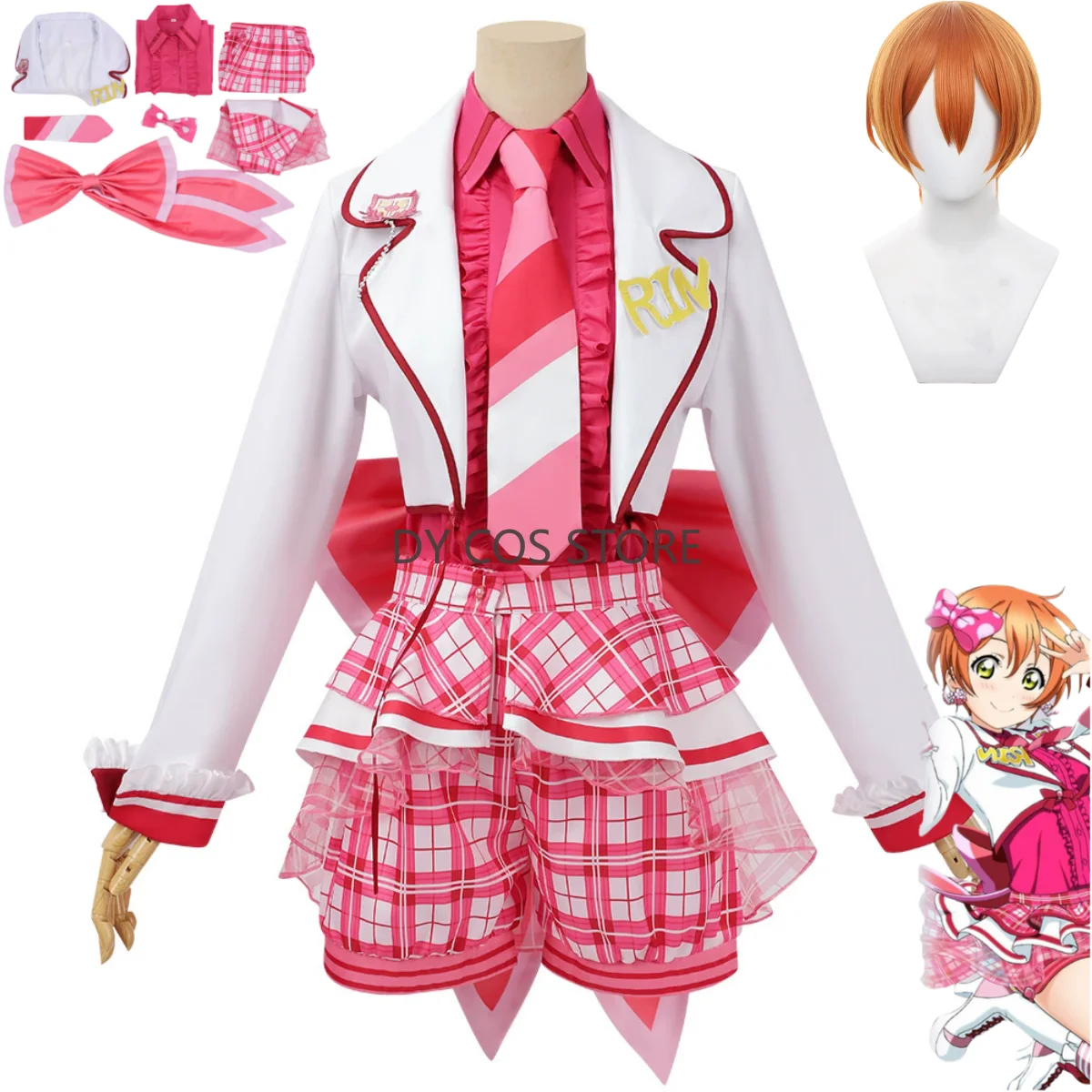 Anime LoveLive!School Idol Project Rin Hoshizora Cosplay Costume Μ's Pink Grid JK Uniform Skirt Wig Woman Kawaii Campus Suit
Anime LoveLive!School Idol Project Rin Hoshizora Cosplay Costume Μ's Pink Grid JK Uniform Skirt Wig Woman Kawaii Campus Suit