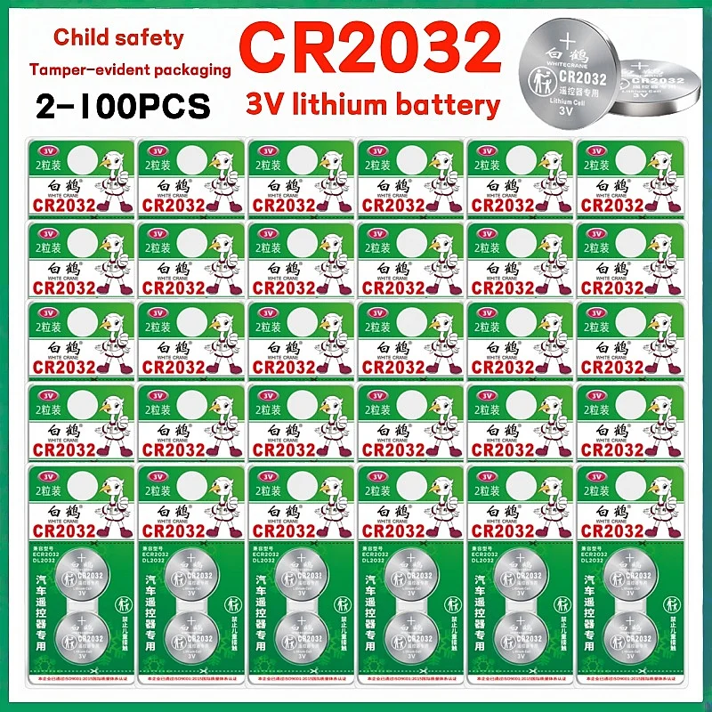 2-100PCS240mAh CR2032 DL2032 ECR2032 3V Lithium Battery Child safety packaging For Watch Toys Calculator Child Button Coin Cells
2-100PCS240mAh CR2032 DL2032 ECR2032 3V Lithium Battery Child safety packaging For Watch Toys Calculator Child Button Coin Cells