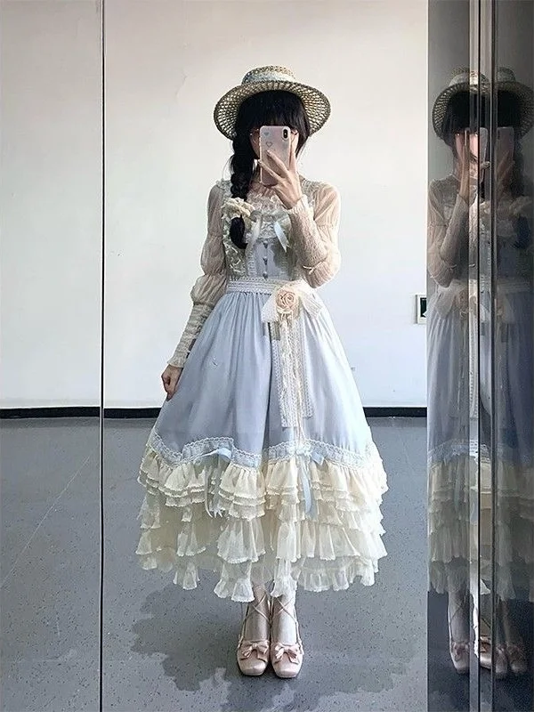 Elegant Milk Blue Lolita Lace Slimming Fairy Princess Skirt Long Sleeve A-Line Hanfu Dress High Waist Commute Style Zipper Cl...
Elegant Milk Blue Lolita Lace Slimming Fairy Princess Skirt Long Sleeve A-Line Hanfu Dress High Waist Commute Style Zipper Cl...