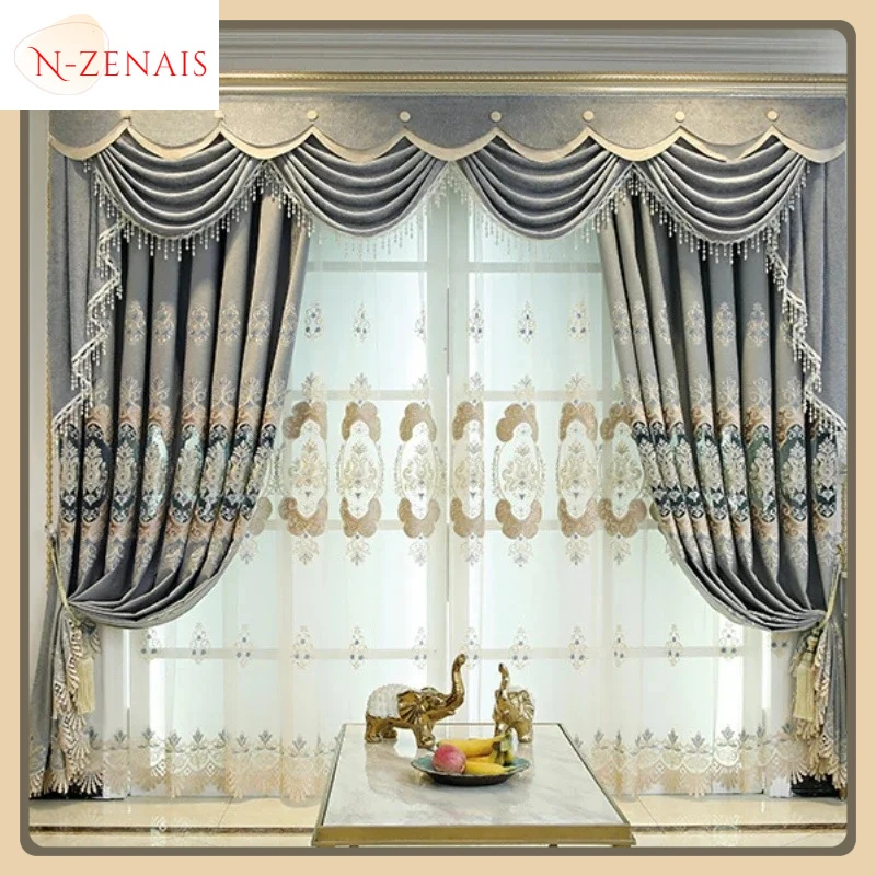 European Embroidered Grey Hollow Luxury Curtains for Living Room Bedroom Dining Villa Partition Blackout Tulle Valance Window
European Embroidered Grey Hollow Luxury Curtains for Living Room Bedroom Dining Villa Partition Blackout Tulle Valance Window