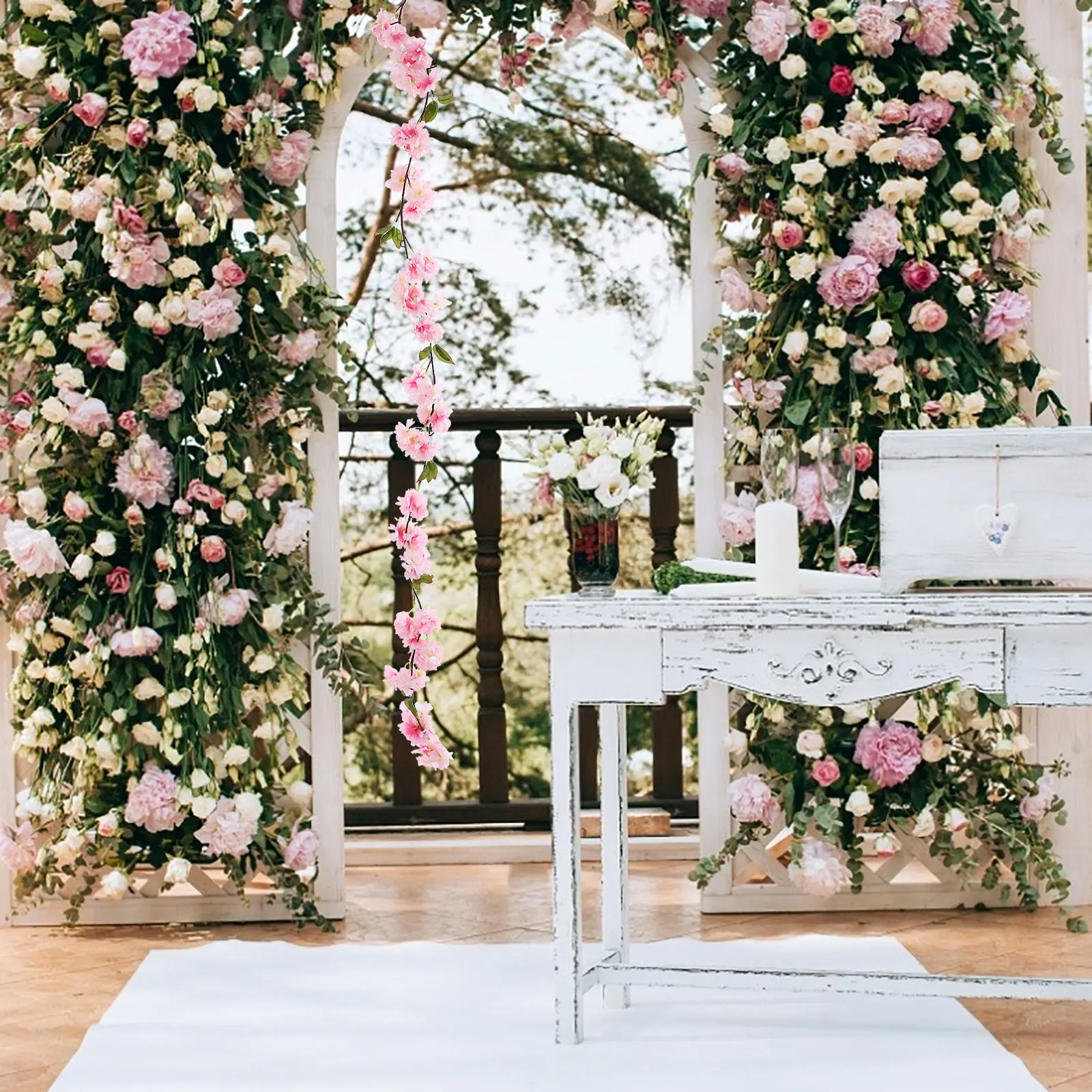 Simulated Cherry Blossom Vine String Flexible Flower Wedding Decoration Flowers Artificial Silk Cloth Branches Fake Hanging 
Simulated Cherry Blossom Vine String Flexible Flower Wedding Decoration Flowers Artificial Silk Cloth Branches Fake Hanging